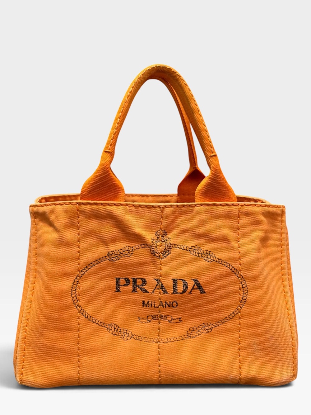 Prada Large Canapa Tote Orange Canvas